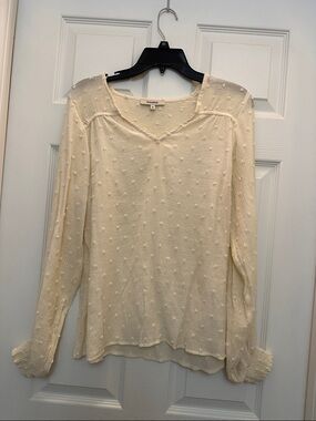 Cream Swiss Dot Long Sleeve Top